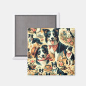 Schattigee Border Collie naadloos Magneet (Voorkant / Achterkant)