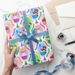 Schattigee Bos Dieren & Cupcakes verjaardag Cadeaupapier