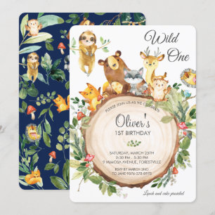 Schattigee bosdieren 1e verjaardagsfeestje wild éé kaart