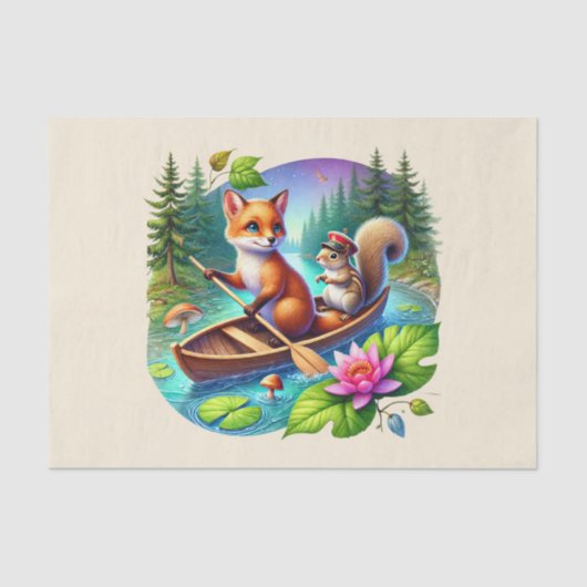 Schattigee bosdieren decoupage vosseneekhoorn tissuepapier (Voorkant)