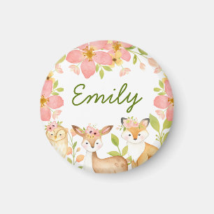 Schattigee bosdieren Floral gepersonaliseerd Magneet