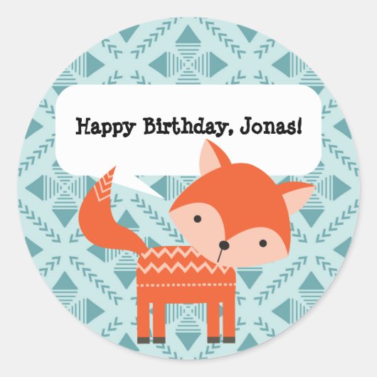 Schattigee bosdieren gepersonaliseerde vos Sticker (Voorkant)