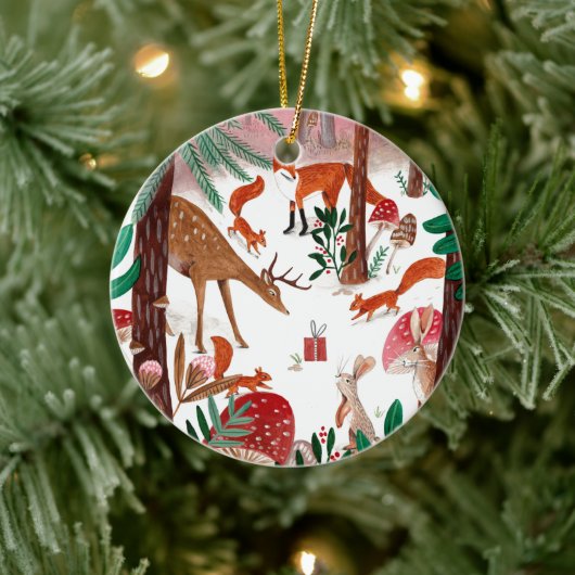 Schattigee bosdieren kerst keramisch ornament (Boom)