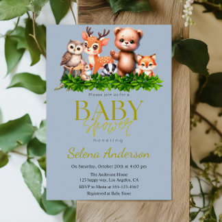 Schattigee bosdieren - Woddland Baby shower Kaart