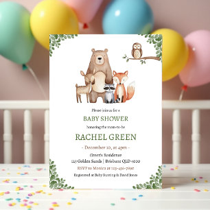 Schattigee bosdieren Woodland Baby shower Kaart
