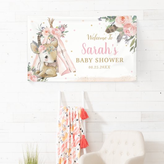 Schattigee bosherten Boho Tribal Welkom Achtergron Spandoek (Insitu)