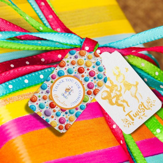 Schattigee Boskonijnen Dansen Regenboog Polka Dots Cadeaulabels