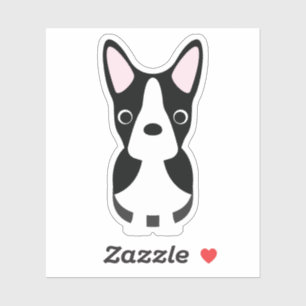 Schattigee Boston Terrier Dog Puppy Pup Kiss Cut V Sticker
