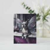 Schattigee Boston Terrier Fairy in een Paarse badk Briefkaart (Staand voorkant)