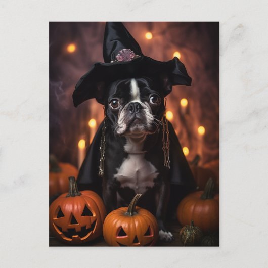Schattigee Boston Terrier Halloween Briefkaart (Voorkant)