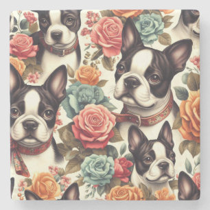 Schattigee Boston Terrier Illustratie Stenen Onderzetter