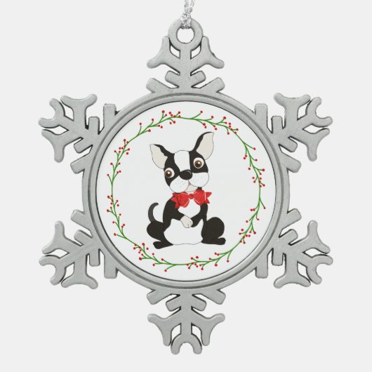 Schattigee Boston Terrier Ornament Kerst (Voorkant)