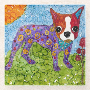 Schattigee Boston Terrier Puppy Glass Onderzetter