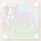 Schattigee Boston Terrier Puppy Glass Onderzetter Glazen Onderzetter (Achterkant)