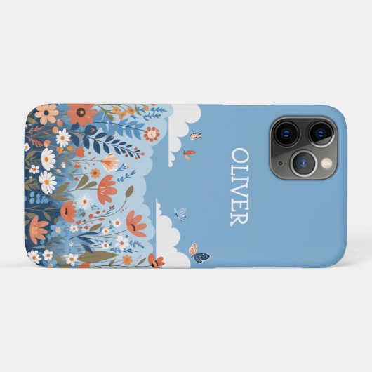 Schattigee botanische elegante wilde bloemen geper Case-Mate iPhone case (Achterkant (horizontaal))