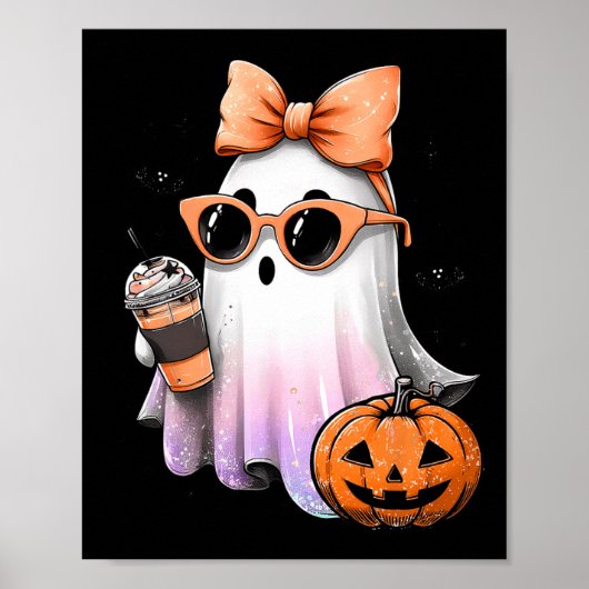 Schattigee Bougie Ghost Coffee Pumpkin Spooky Seas Poster (Voorkant)