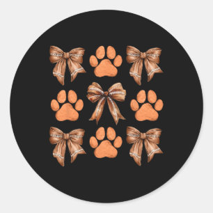 Schattigee Bow Coquette Hondenpoot Print Esthetisc Ronde Sticker