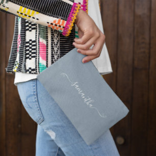 Schattigee Bow Handtekening Naam Dusty Blue Etui