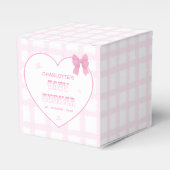 Schattigee Bow Pastel Pink Gingham Baby shower Bedankdoosjes (Voorkant Zijde)