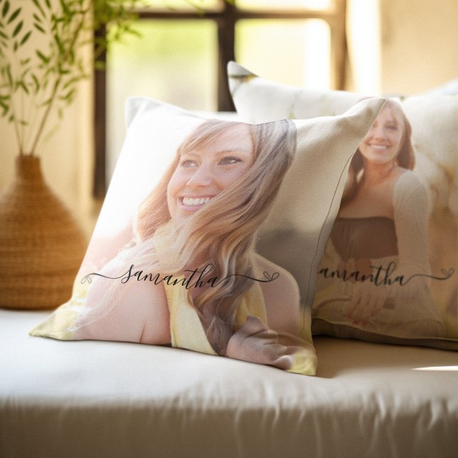 Schattigee Bow Signature Name Kussen (Cute Bow Signature Name Throw Pillow)