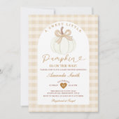 Schattigee Bow Sweet Little Pumpkin Gingham Baby s Kaart (Voorkant)