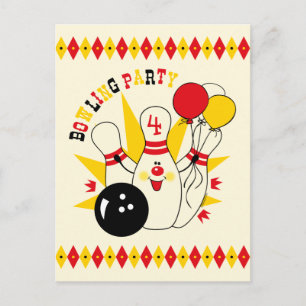 Schattigee Bowling Pin Verjaardag Uitnodiging Brie Briefkaart