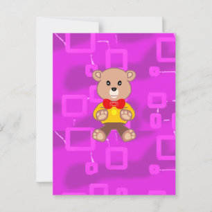 Schattigee Bowtie Teddy Bear Roze Geometrische Briefkaart
