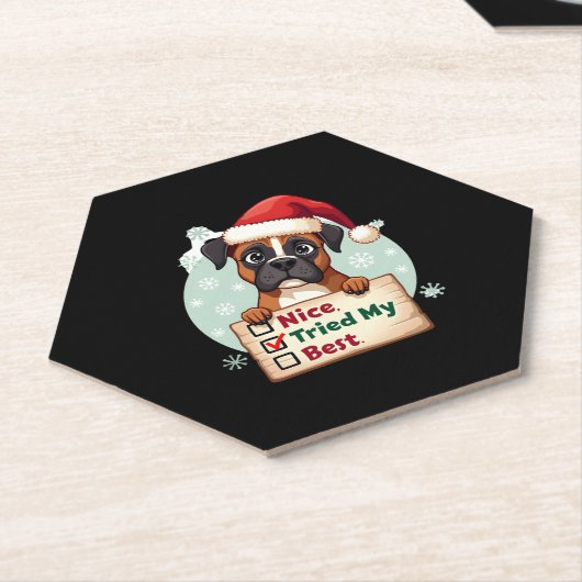 Schattigee Boxer Dog Christmas Nice Tried My Best Kartonnen Onderzetters (Schuin)