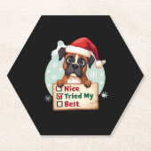 Schattigee Boxer Dog Christmas Nice Tried My Best Kartonnen Onderzetters (Voorkant)
