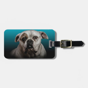 Schattigee Boxer Dog w Blue Black Gradient achterg Bagagelabel