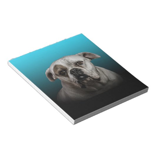 Schattigee Boxer Dog w Blue Black Gradient achterg Notitieblok (Schuin)