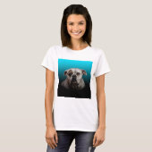 Schattigee Boxer Dog w Blue Black Gradient achterg T-shirt (Voorkant volledig)