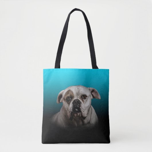 Schattigee Boxer Dog w Blue Black Gradient achterg Tote Bag (Voorkant)