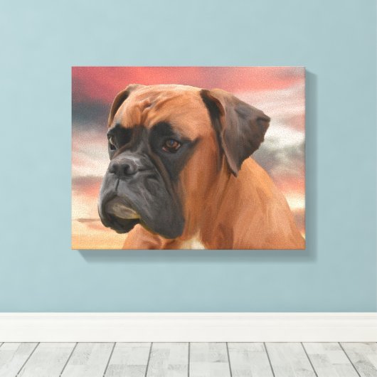 Schattigee Boxer Dog Water Kleur Olieverfschilderi Canvas Afdruk (Insitu (Houten vloer))