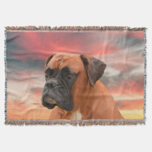 Schattigee Boxer Dog Water Kleur Olieverfschilderi Deken