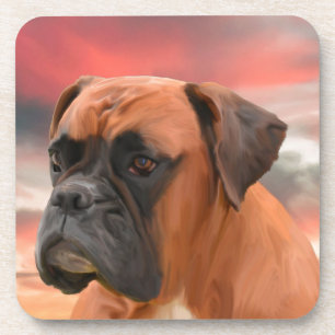 Schattigee Boxer Dog Water Kleur Olieverfschilderi Drankjes Onderzetter