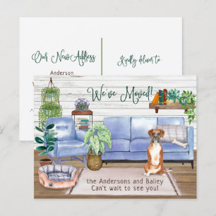 Schattigee Boxer Gezellig Nieuwe Huis Verhuizen Aankondigingskaart