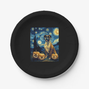 Schattigee Boxer Halloween Jack O Lantern Pumpkin Papieren Bordje