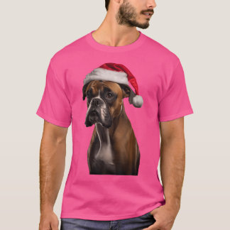 Schattigee Boxer Santa Hat Afbeelding Kersthond Da T-shirt