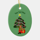 Schattigee Boy Elf Tree Holiday gepersonaliseerd Keramisch Ornament (Achterkant)