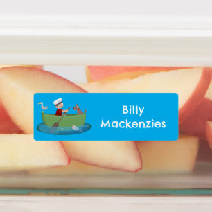 Schattigee Boy Sailor Roeiboot cartoon gepersonali Labels