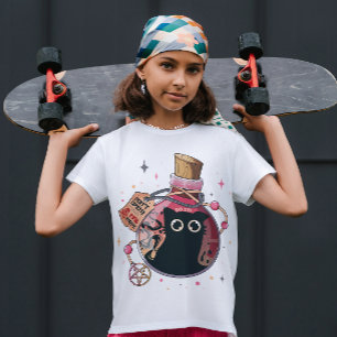 Schattigee boze kattengeest gevangen in roze drank t-shirt