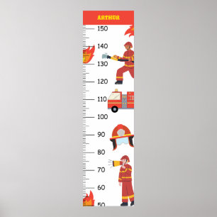 Schattigee Brandweerman Groeikaart Poster