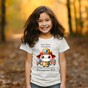 Schattigee brandweerman met hulpvoertuigen t-shirt