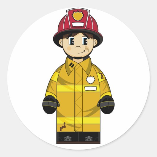 Schattigee brandweerman Sticker (Voorkant)