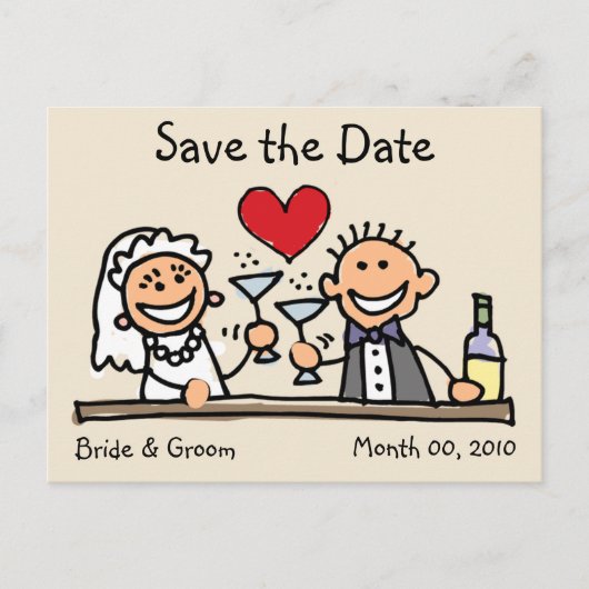 Schattigee Briefkaarten Save the Date (Voorkant)