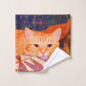 Schattigee Bright Sinaasappel Tabby Cat Bad Handdoek (Wasdoekje)
