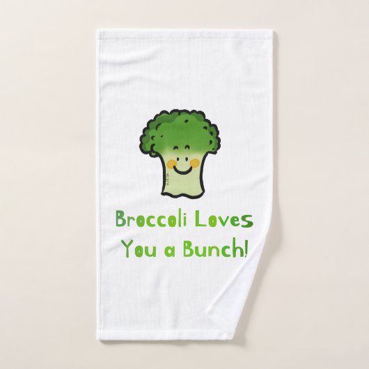 Schattigee Broccoli Pun Cartoon Design Bad Handdoek (Handdoek)