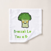 Schattigee Broccoli Pun Cartoon Design Bad Handdoek (Wasdoekje)