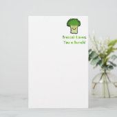Schattigee Broccoli Pun Cartoon Design Briefpapier (Staand voorkant)